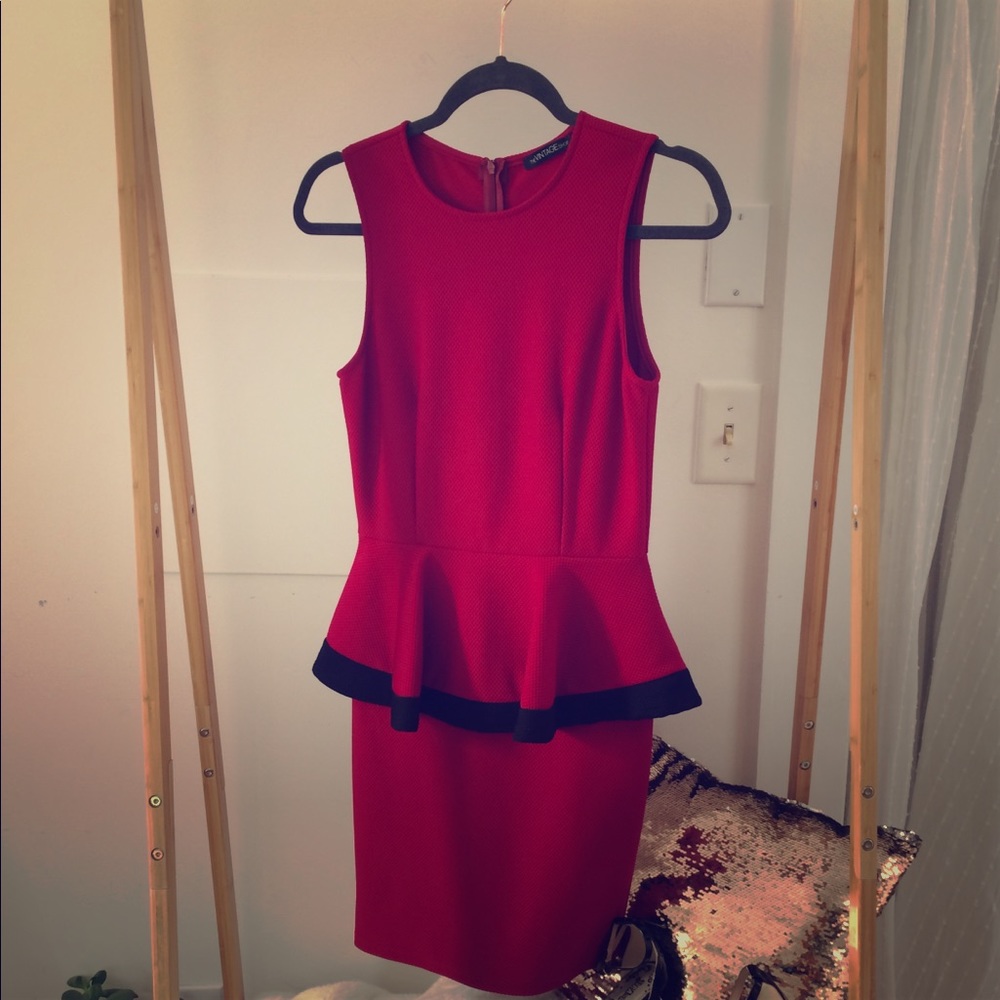 The Vintage Shop Sexy Red And Black Peplum Dress